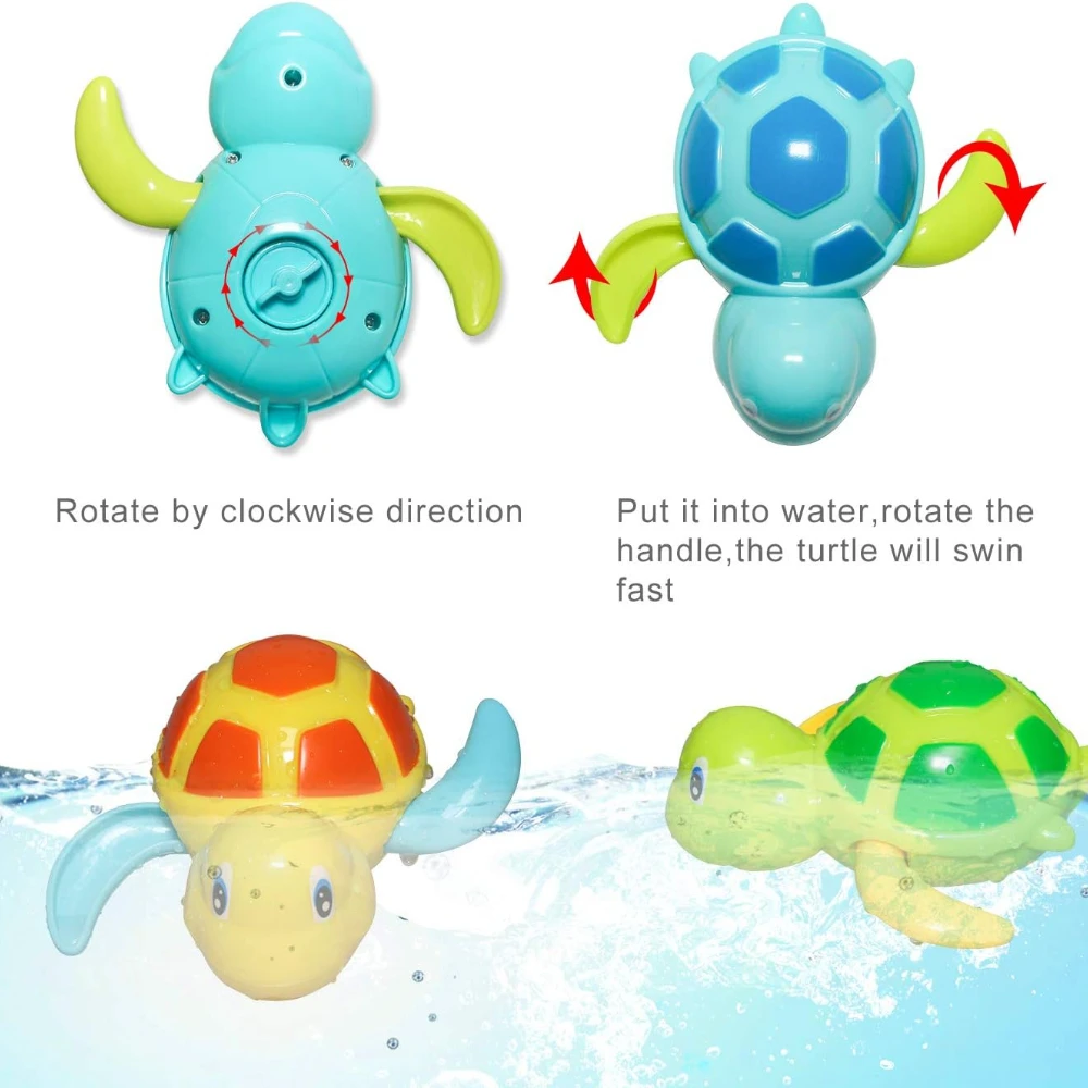 Baby Bath Toy, Swimming Turtle, Floating Wind-Up Bathtub Pool Clockwork Turtle, Kid Water Play Set, Parent-Child Interaction Toy