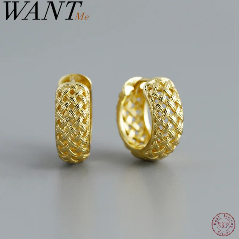 

WANTME стерлингового серебра 925 пробы, европейские модные тканые сетчатые серьги в форме пеньковой веревки, серьги-кольца для женщин, готические рок-вечерние украшения