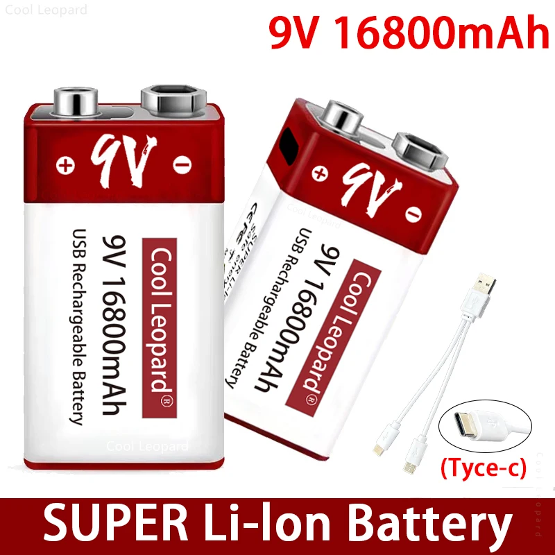 

6F22 9V 16800mAh li-ion Rechargeable battery Micro USB Batteries 9v Lithium For Multimeter Microphone Remote Control KTV Use