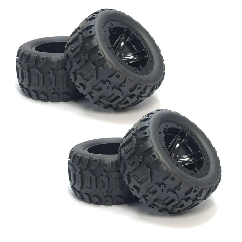 4Pcs Anti Slip Rubber Wheel Tyre Wear-resistant Off-road Vehicle Tires Soft for Smax 1625 1635 Wltoys 144001 124018 HBX 16889