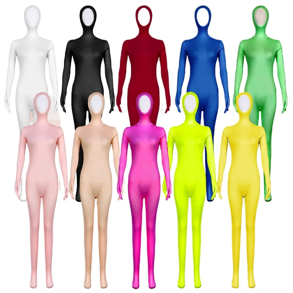 Adult Full Body Zentai Suit Costume Women Men Open Face Second Skin Tight Suit Spandex Jumpsuit Bodysuit Cosplay Costume