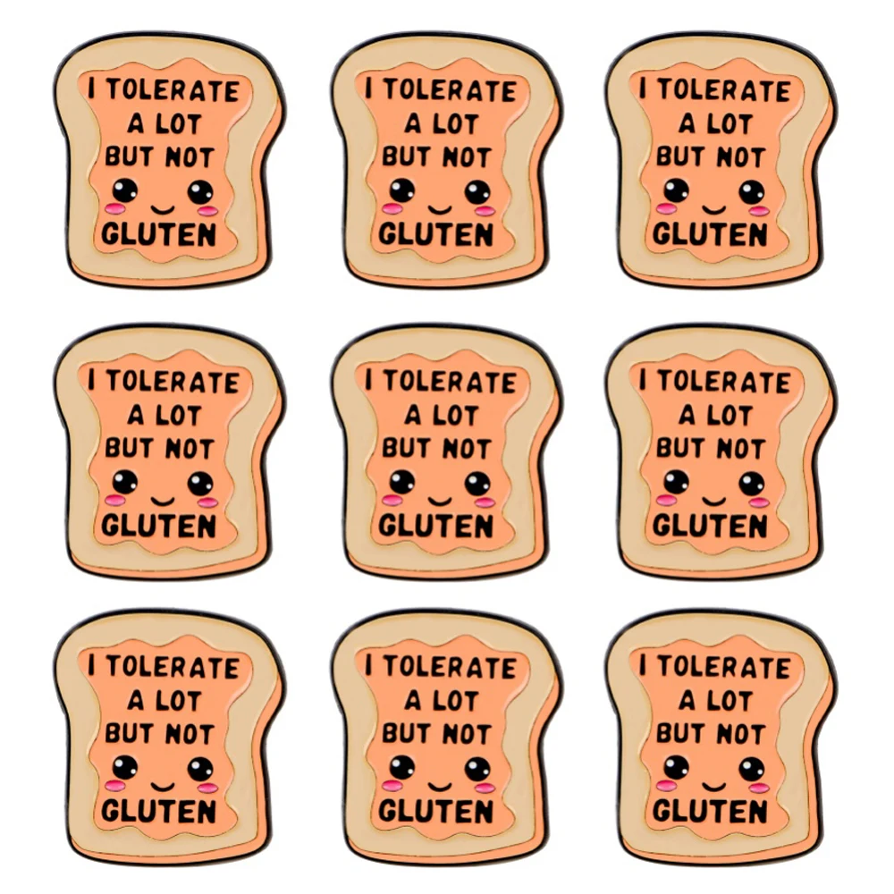 9 Stück „I TOLERATE A LOT BUT NOT GLUTEN“ Emaille Pin Brosche Set Damen Broschen Mode Revers Abzeichen Schmuck Freunde Geschenk
