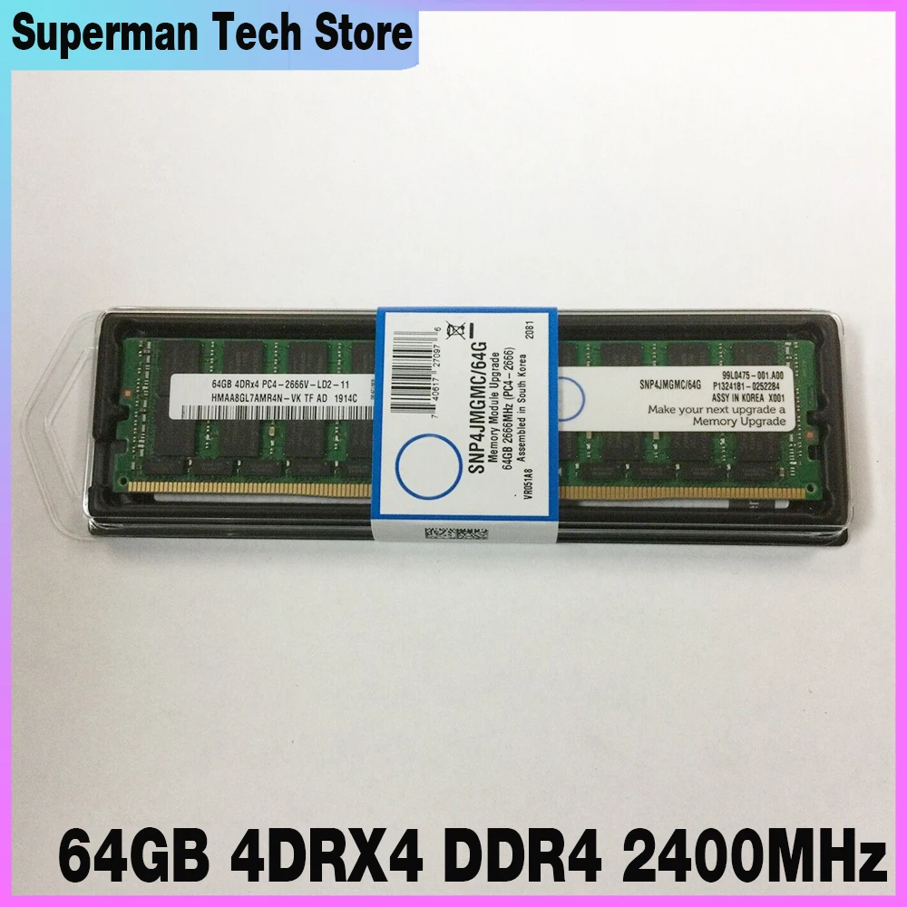 

1 Pcs For DELL Server Memory SNP4JMGMC/64G ECC RDIMM RAM 2400 64GB 4DRX4 DDR4 2400MHz