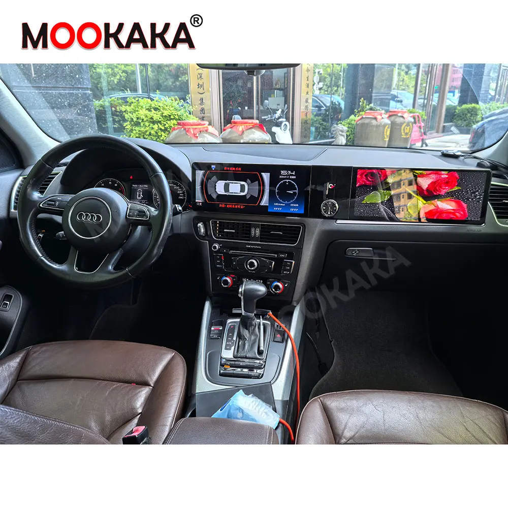 Rádio Automotivo Android Auto para Audi Q5 2010-2017 com Tela Dupla de 24.6 polegadas, Sistema Multimídia Estéreo, Carplay, GPS, DSP, Co-pilot, Entretenimento e Headunit.