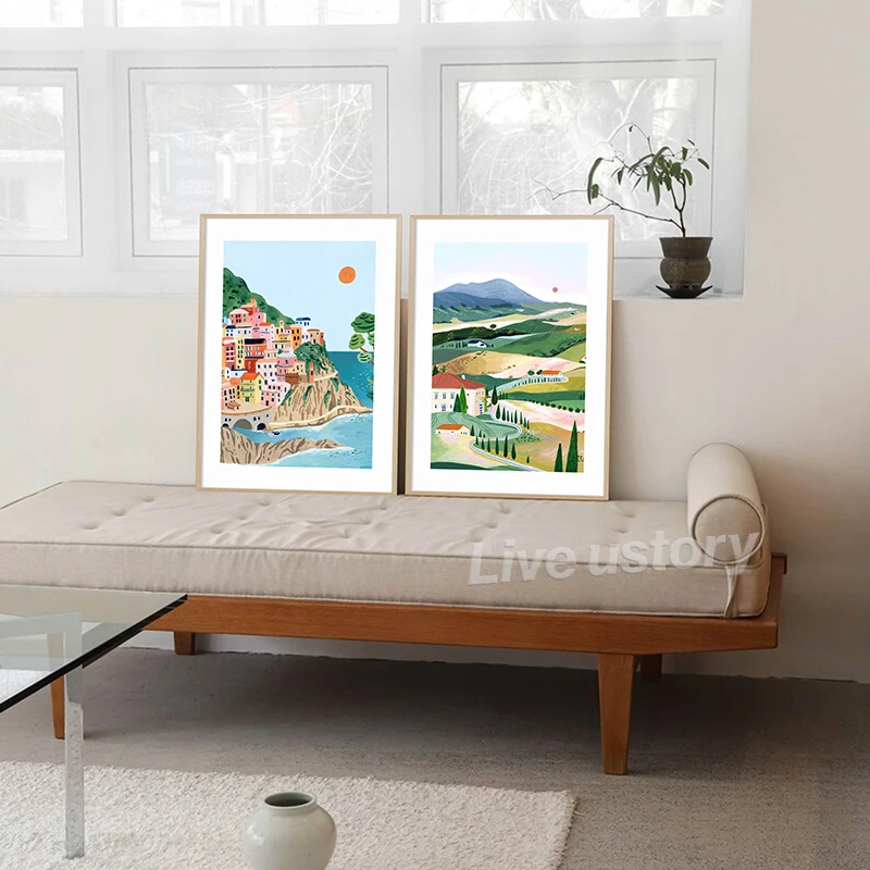 Italian Travel Scenery Nordic Art Prints INS Posters Tuscany Sicily City Landscape Canvas Painting Living Room Wall Decor