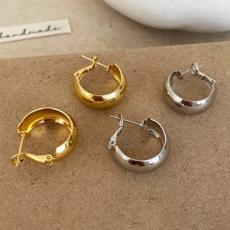 

PONYKISS 925 Sterling Silver 18K Gold Minimalist Round Hoop Earrings for Women Trendy Fine Jewelry Personality Accessories