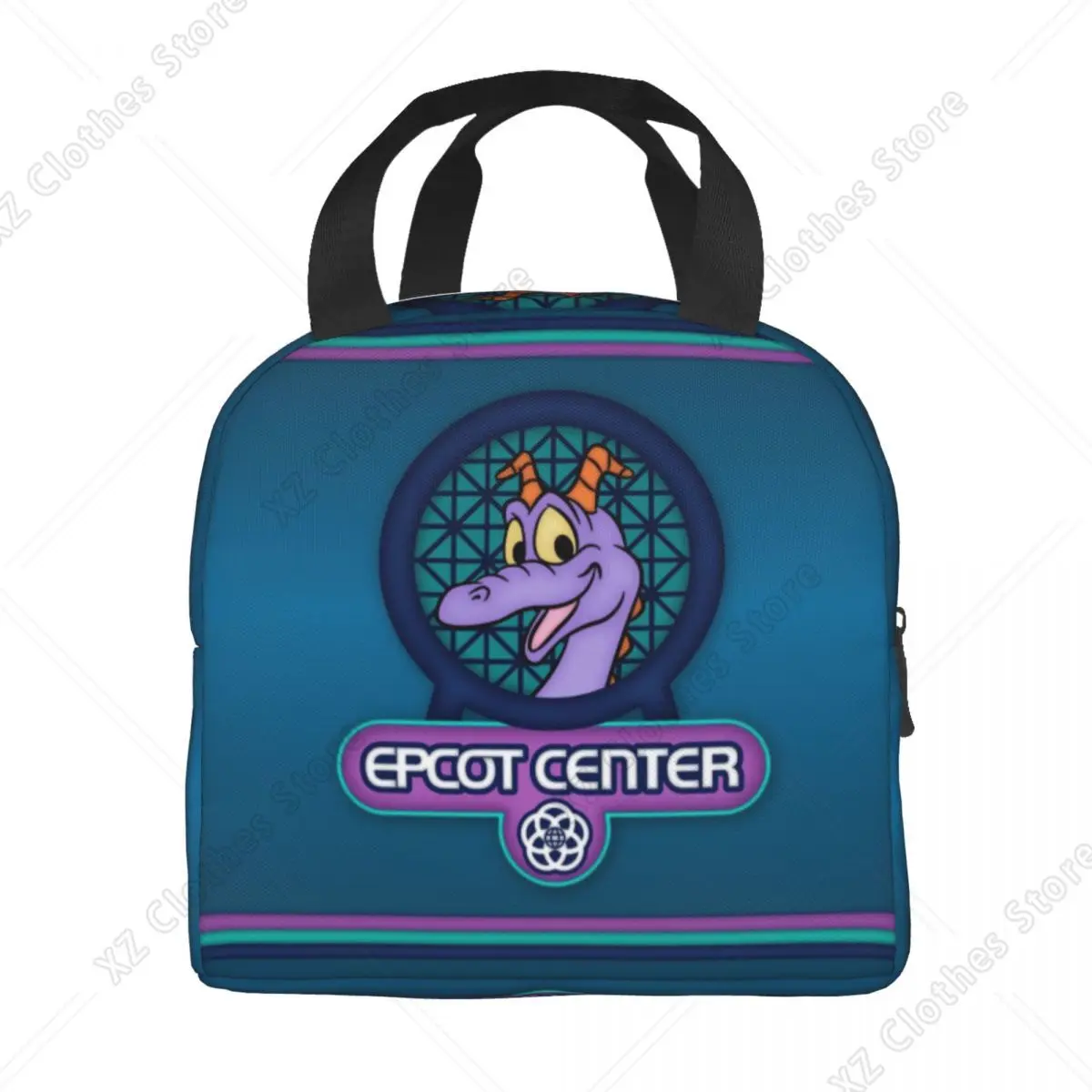 Kawaii Figment Purple Dragon Thermal Insulated Lunch Bag Women Dinosaur Lunch Tote for Work School Travel Storage Food Box
