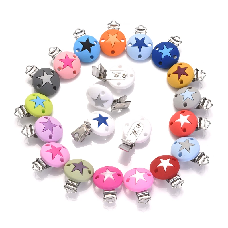 3Pcs Baby Pacifier Clip Soother Teether Round Shape Silicone Holder Nipple Clip DIY Baby Teething Chain Accessories BPA Free