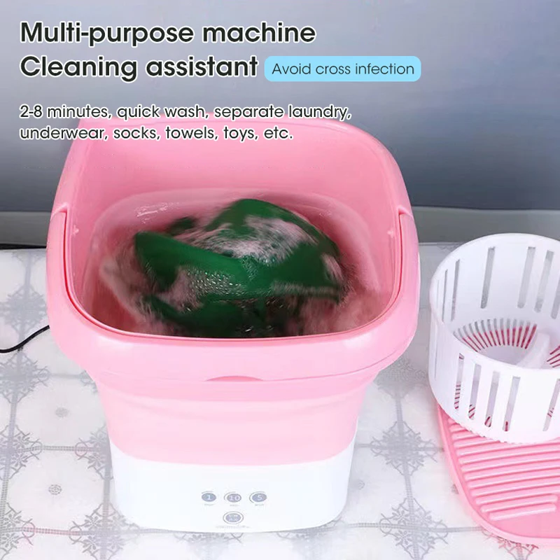 

Folding Washing Machine For Clothes With Dryer Bucket Washing For Socks Underwear Mini Washing Machine With Drying Centrifuge