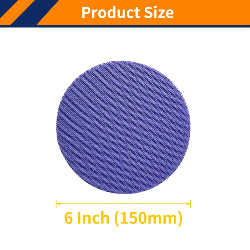 20PCS 6 Inch Mesh Sanding Discs,Dustless Hook & Loop Backing 150mm Purple Ceramic Mesh Sandpaper for Wood,Drywall,Metal,Auto