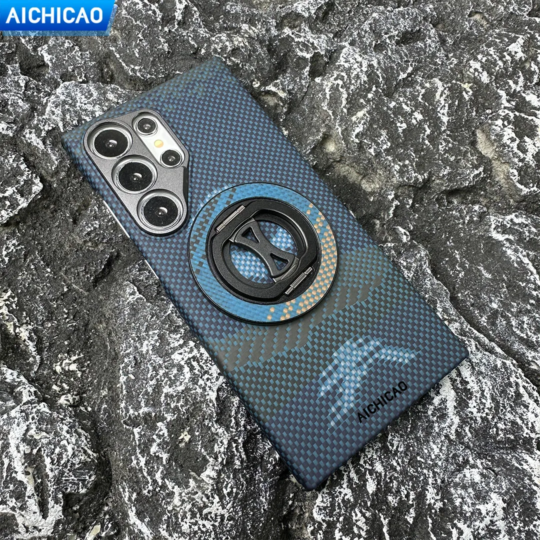 

ACC-Real Carbon Fiber Phone Case for Samsung Galaxy S24Ultra with Magsafe Blue Moon Aramid Fiber, Anti-fall busines shell