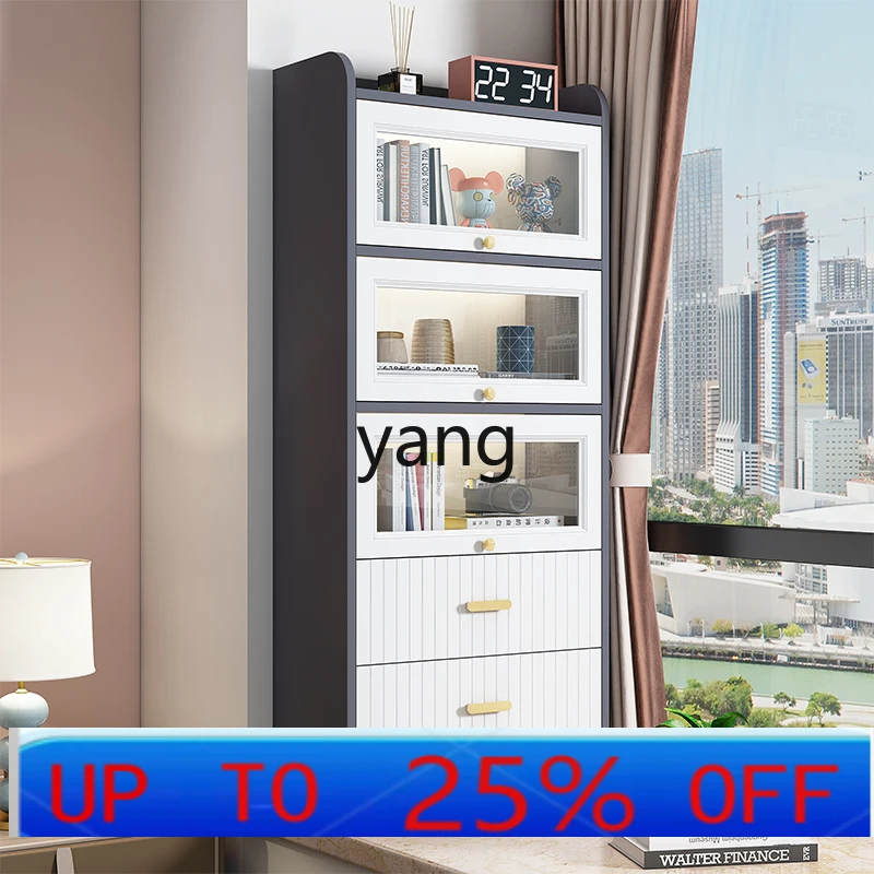 

YJQQ bay window locker balcony storage cabinet window sill glass door bedroom light luxury small bookshelf