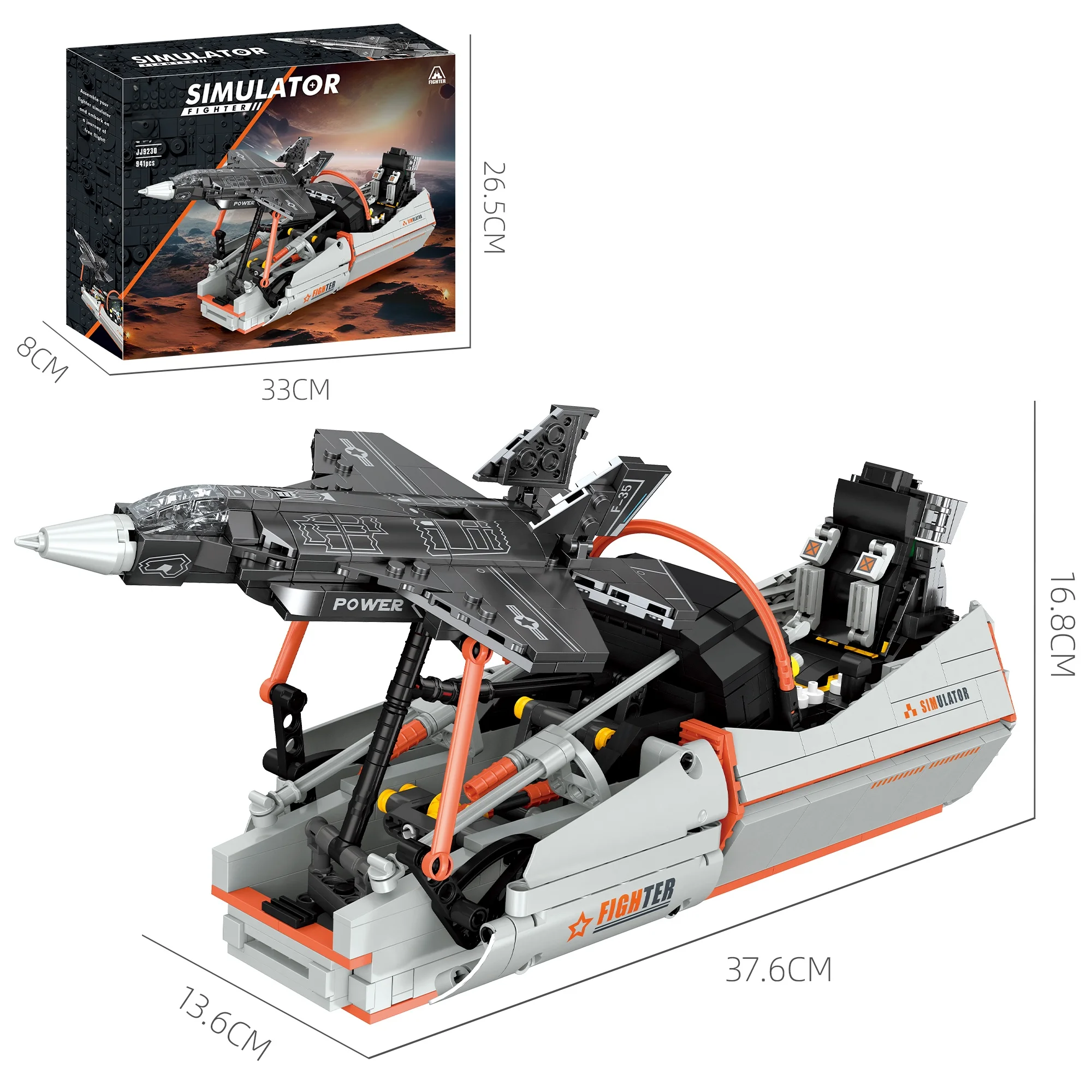 

Набор для сборки модели истребителя F-35 (941 деталь), конструктор MOC, игрушка-самолет, украшение, подарок на день рождения для детей