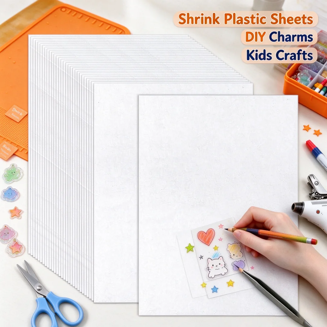 20 piece shrink plastic sheet kit，made of process materials，suitable for creative hand drawing and three-dimensional small items