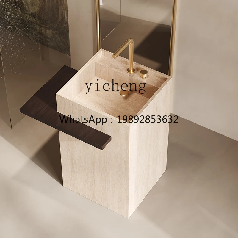 

J1 hotel villa rock slab column basin outdoor courtyard wash basin integrated floor washbasin wash basin