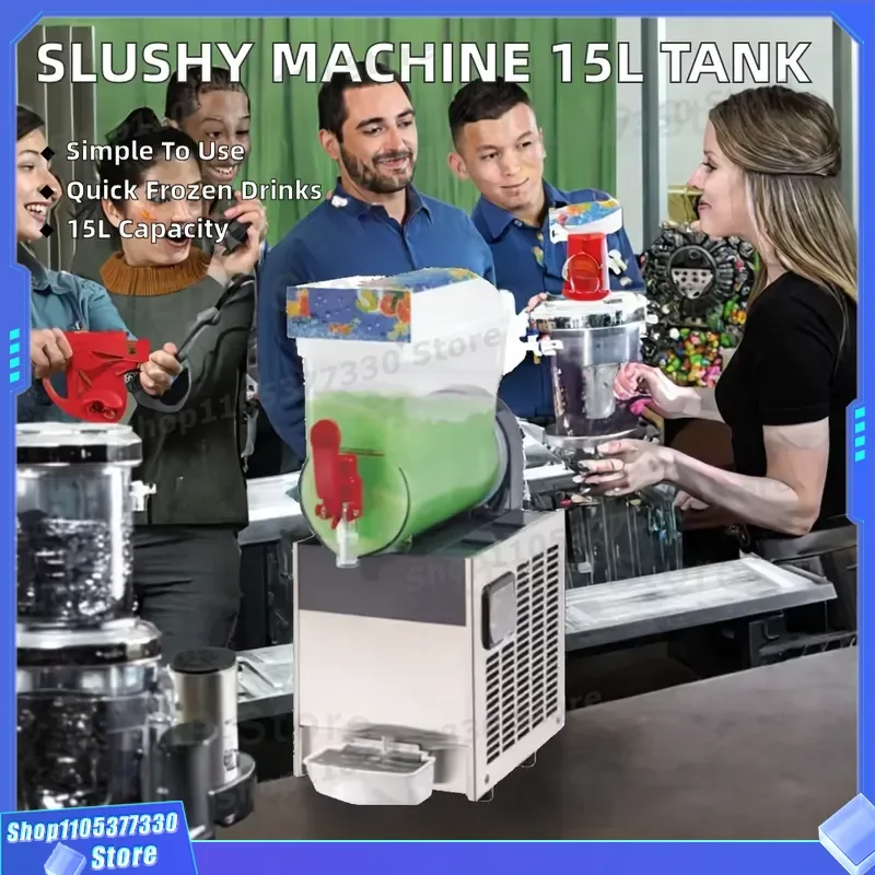 15L Commercial Slush Machine Frozen Beverage Maker Smoothie Ice Blender 110V 220V Single Tank Drink Dispenser for Bar Cafe