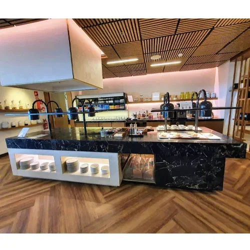 Artificial stone durable black buffet counter hotel restaurant breakfast buffet island