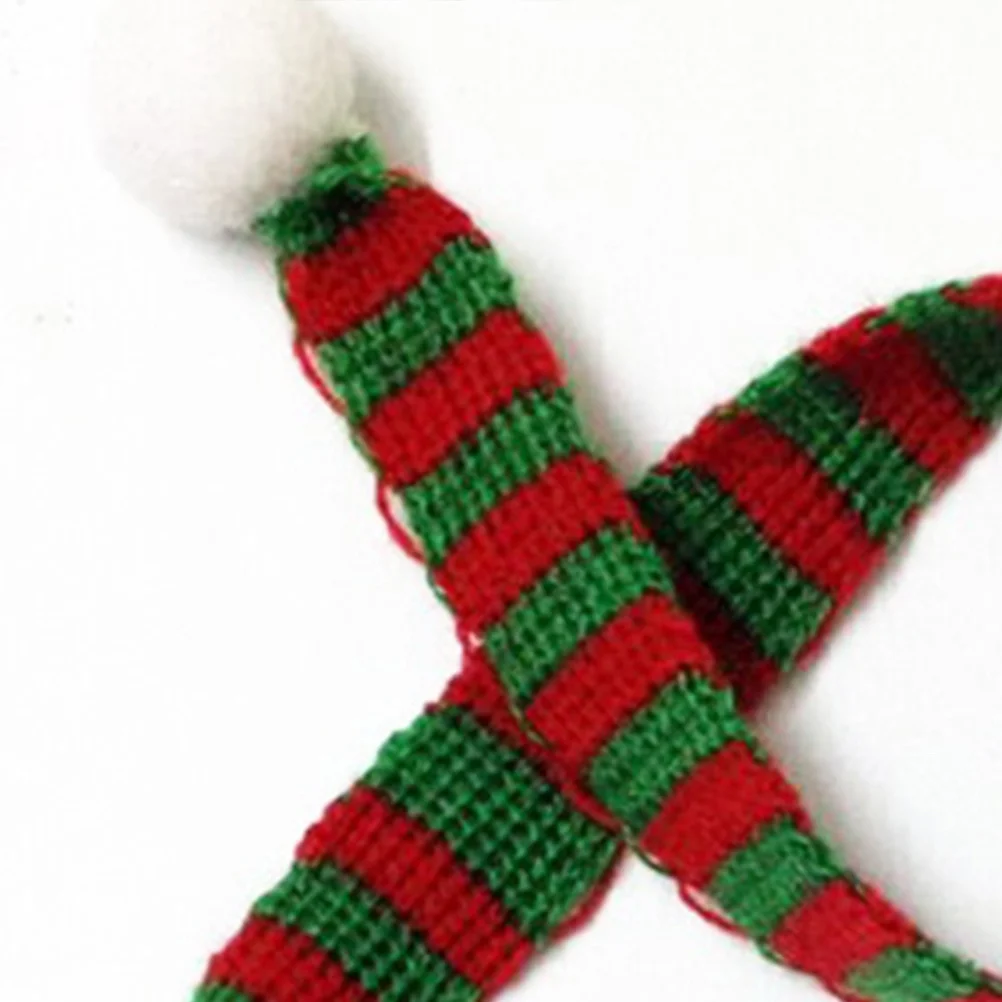 

8 pcs 1X23Cm Christmas Mini Scarf For Pets Bottle Decor Knitted Little Snowman Neckerchief Red Green Holiday Party