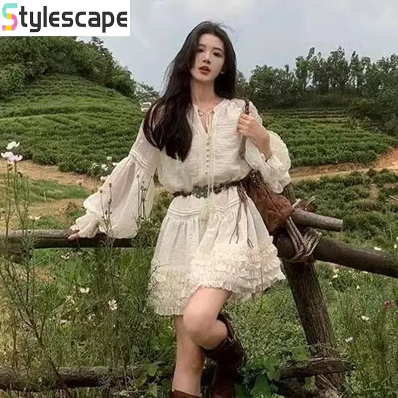 

Новинка 2026: Весеннее платье с плиссировкой на талии, длинными рукавами, создающее атмосферу, в французском стиле, элегантное, короткое.