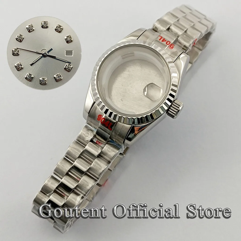 Goutent 26mm Watch Case Set Sapphire Crystal Diamond Index Dial & Watch Hands Fit NH05 NH06 Movement Watch Accessories