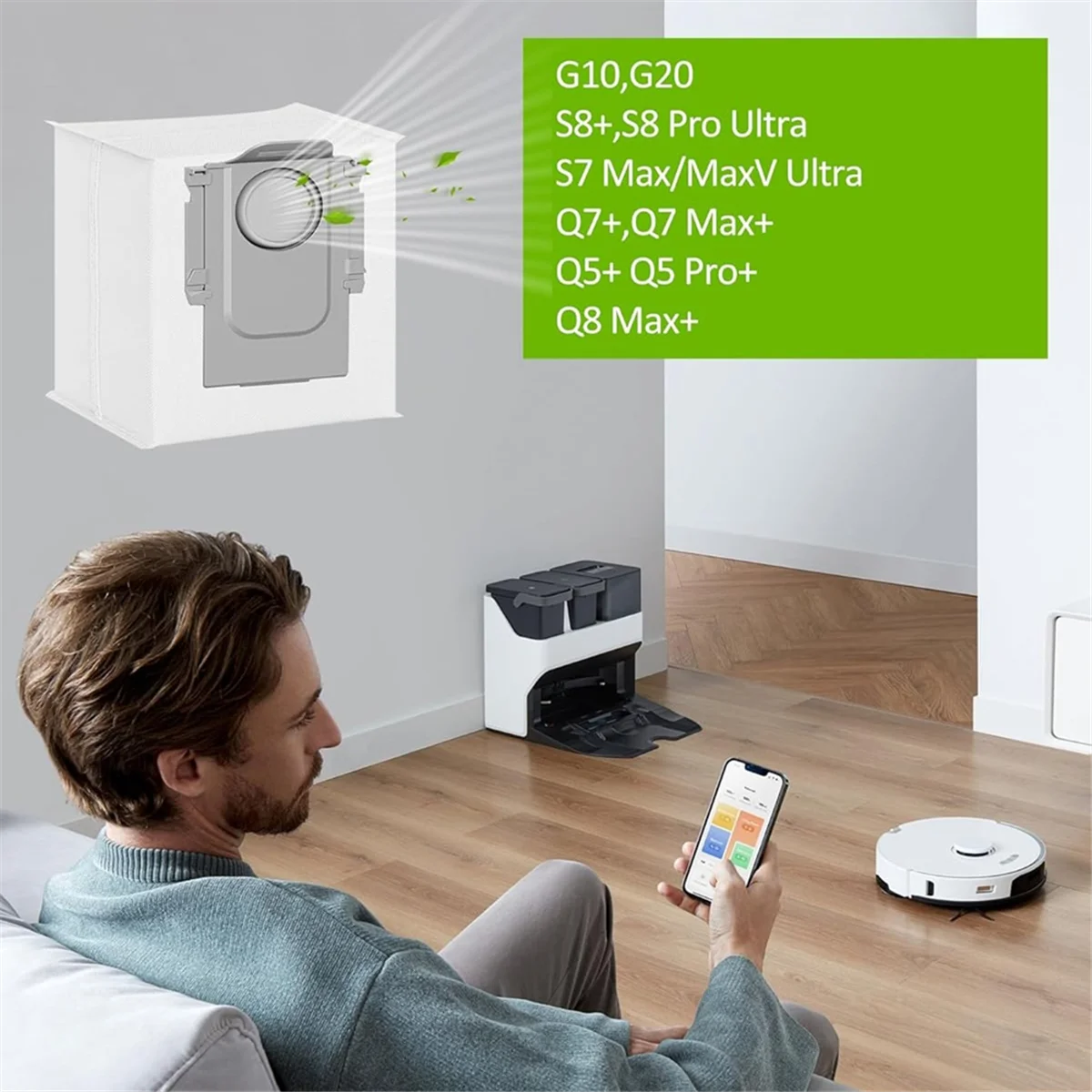 FNJK-14 PCS Sacchetto per la Polvere per Roborock S8 Pro Ultra,Q7, Q7+,Q7 Max,S7 MaxV Ultra,S7 Pro Ultra,Q5+ Q5 Pro/G10 Robot Aspirapolvere