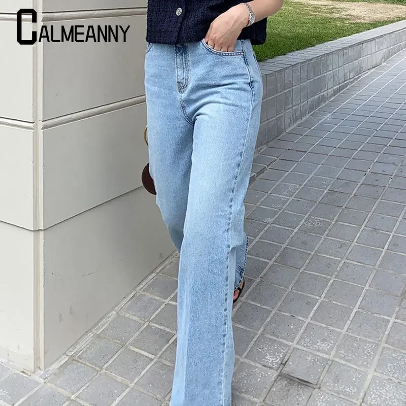 Imagem -03 - Jeans de Pernas Largas para Mulheres Cintura Alta Jeans Azul Vintage Streetwear Moda Coreana Jeans Macio Calças para Mamãe Streetwear de Verão 2023