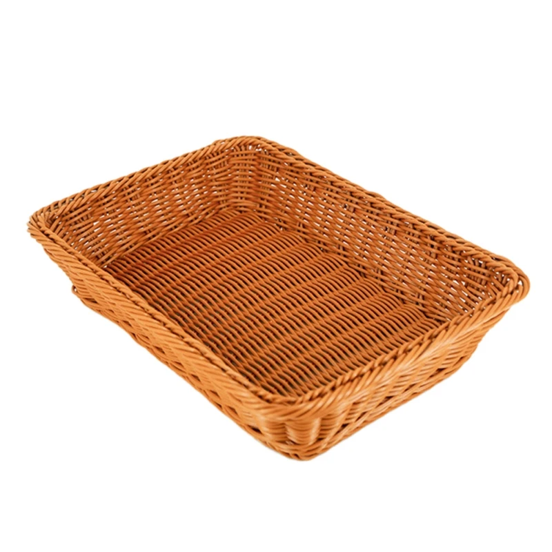 Plastic Imitation Rattan Woven Serving Baskets for Bread Fruit Vegetables Restaurant Serving Tabletop Display rattan basket