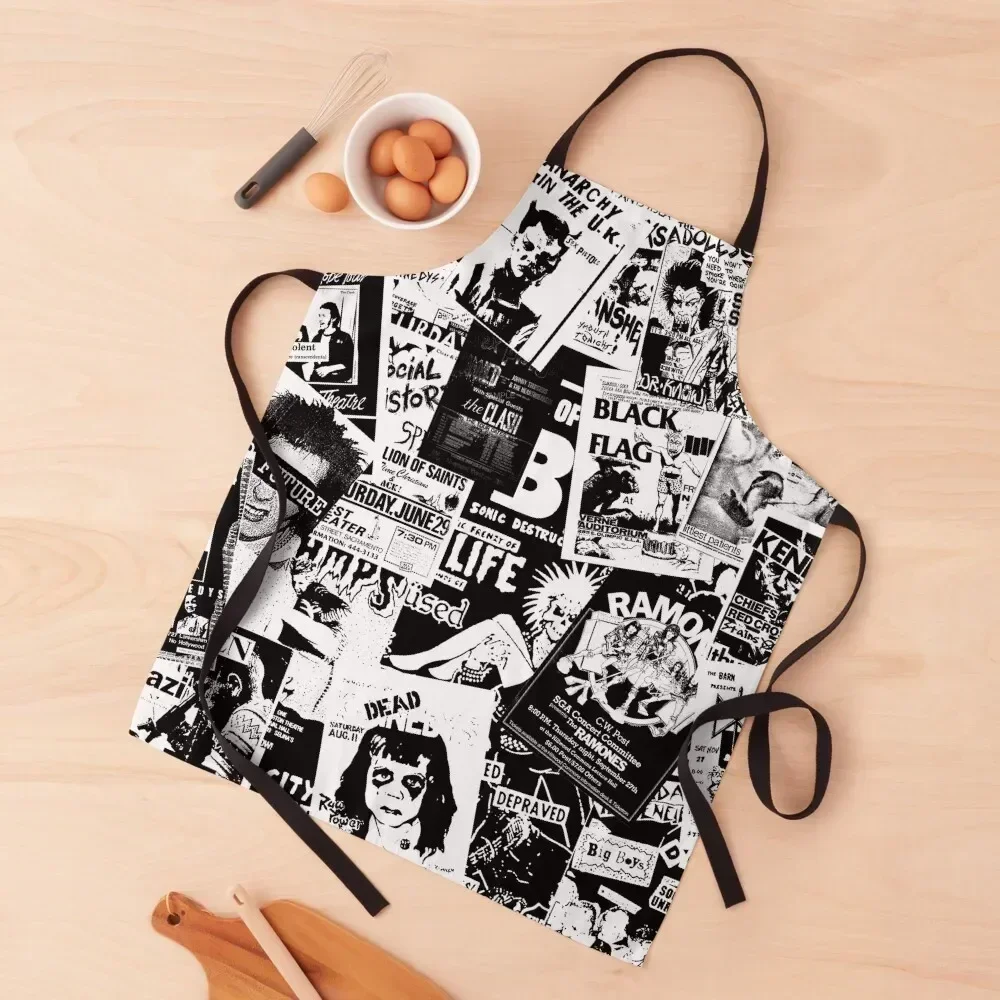 

Punk Flyers Collage Apron Kitchen Kawaii Accessories Women Kitchen'S For Women Kitchen accessories Apron