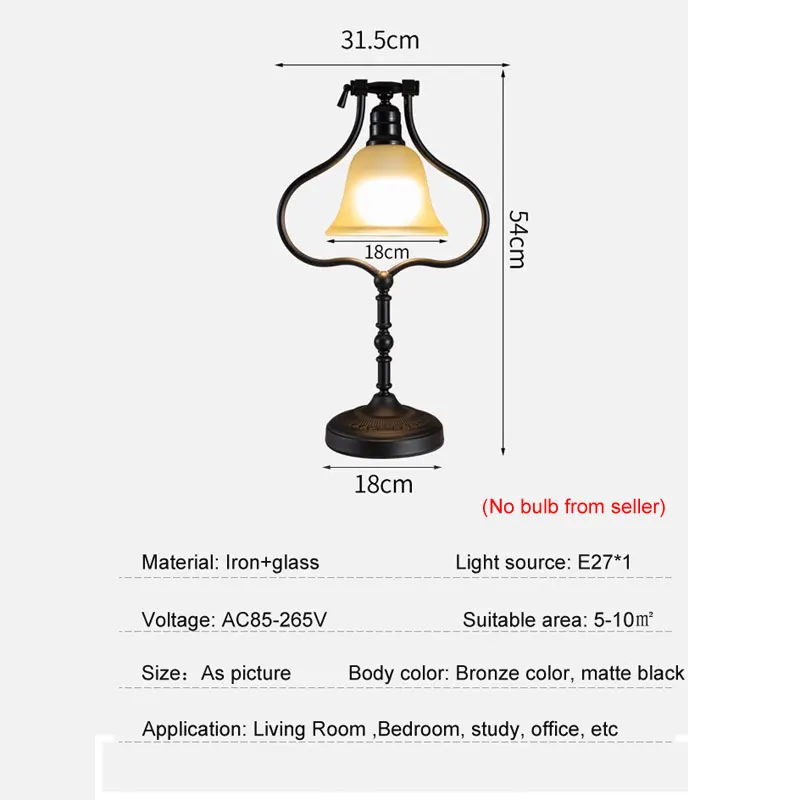 American Retro Decorative Table Lamp Light Luxury Style Bedroom Bedside Living Room Lamp Study Desk Writing Desk Lamp Bra