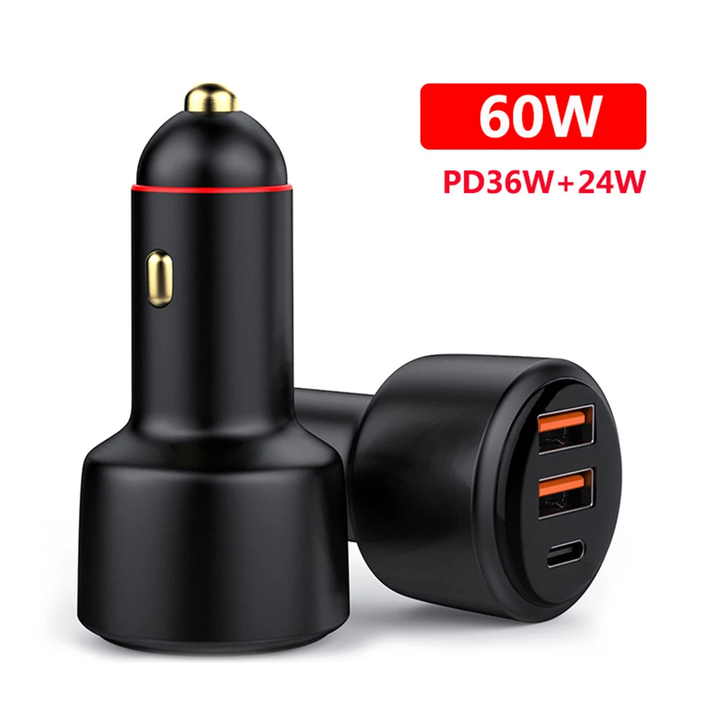 Replacement 1pcs Accessories Car Charger USB/Type-C Car Charger Aluminium Alloy Black Built-in Management Chip