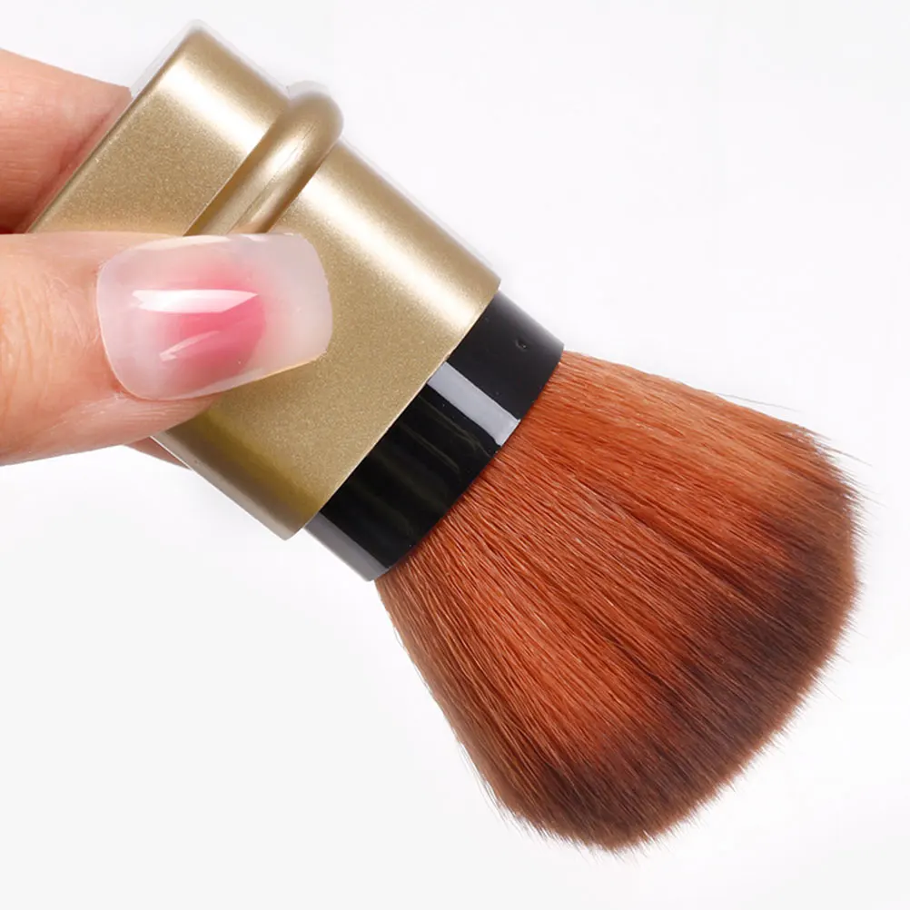 

Retractable Makeup Powder Brushes Blush Brush ABS Handle Golden Electroplating Durable Nylon Cleaning Nail Dust Travel Size