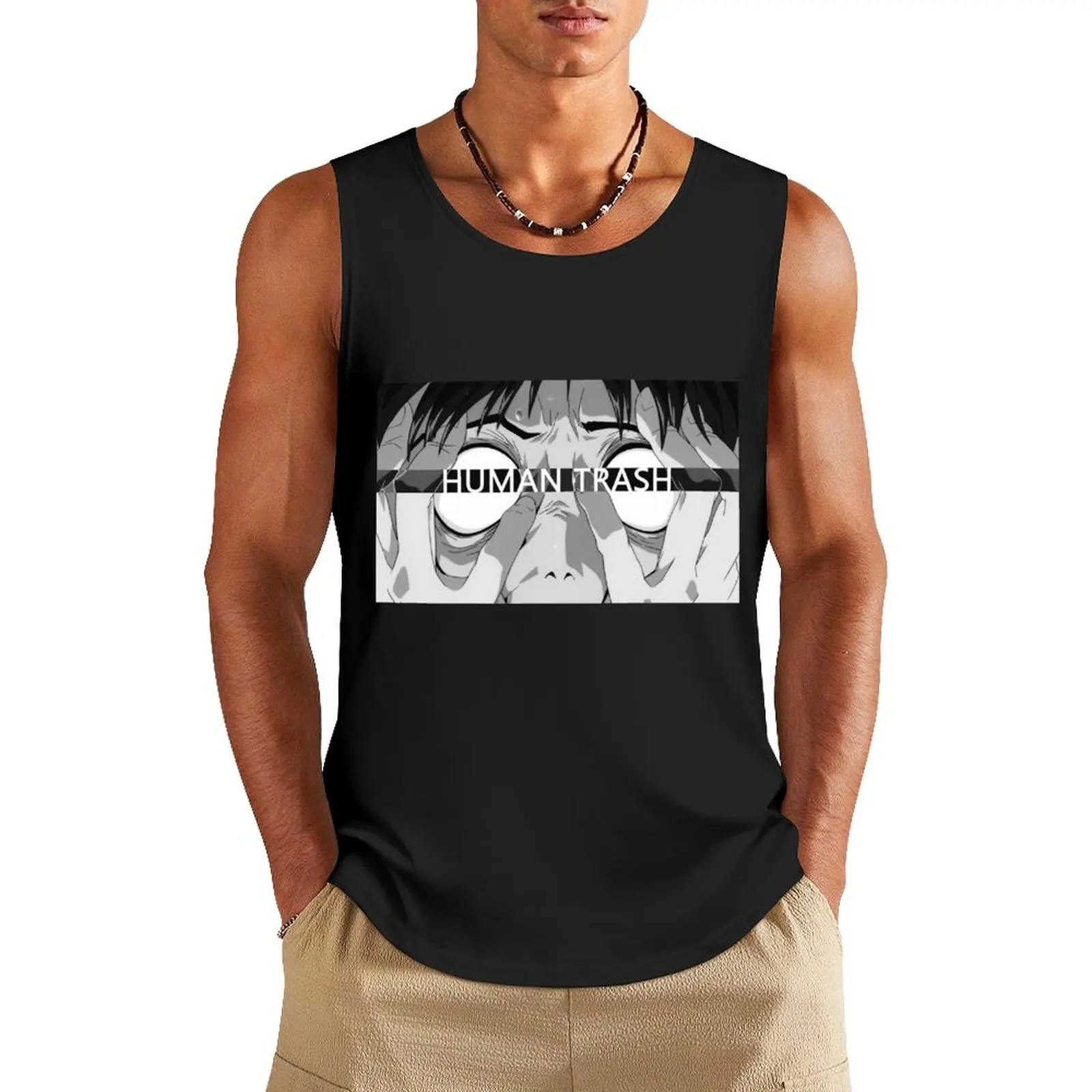 Trash Man B/W Tank Top fitness clothing for men sports vest gym top bodybuilding men clothes