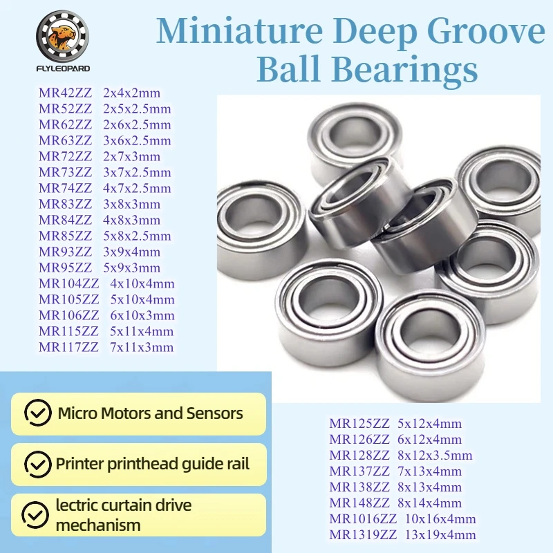 13x19x4 10x16x4 7x11x3 5x11x4 5x10x3 5x9x3 4x8x3 3x6x2.5 2x4x2mm MR Series 10PCS High-load Bearings-Micro Motors&Sensors&&Drones