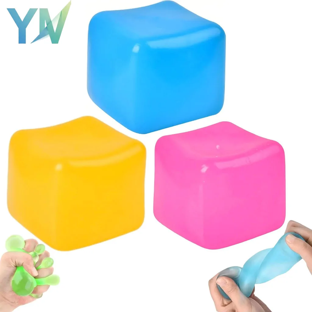 1-10 قطع من مكعبات الجل المربعة، ألعاب حسية بطيئة الارتفاع لتخفيف التوتر، كرات ضغط على شكل مكعبات جليد المالتوز، ألعاب فيدجيت لتخفيف القلق، ألعاب سكويشي