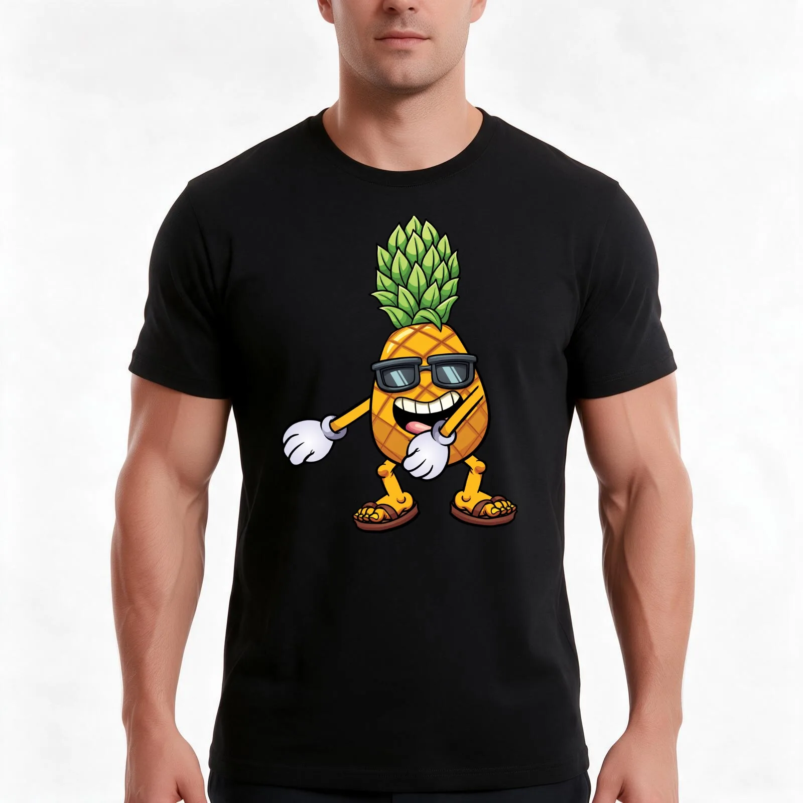 Flossing Pineapple Summer Shirt Vacation Camping Gift T-Shirt, Summer Casual Cotton Tee, Oversized Streetwear Tops, 100% Cotton