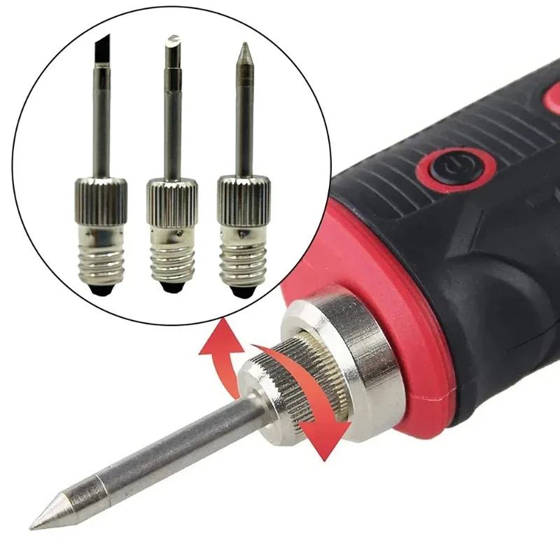 

1set Steel Soldering Iron Tip With E10 Interface Set B C K Type Suitable For General Welding Applications Spot Wire 1pc Sponge