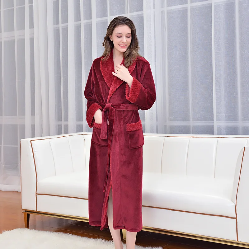 New Winter thickened Robe Couple Pajamas Multi-Coloured Flannel Bathrobe Absorbent and Warm Soft and Comfortable