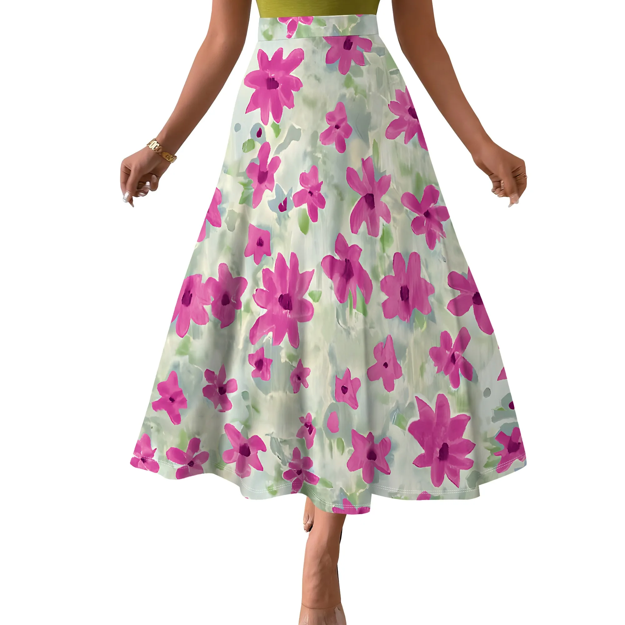 Women's  Sexy Loose Fashion Printed Hem Club Party Casual Vacation Long Skirt