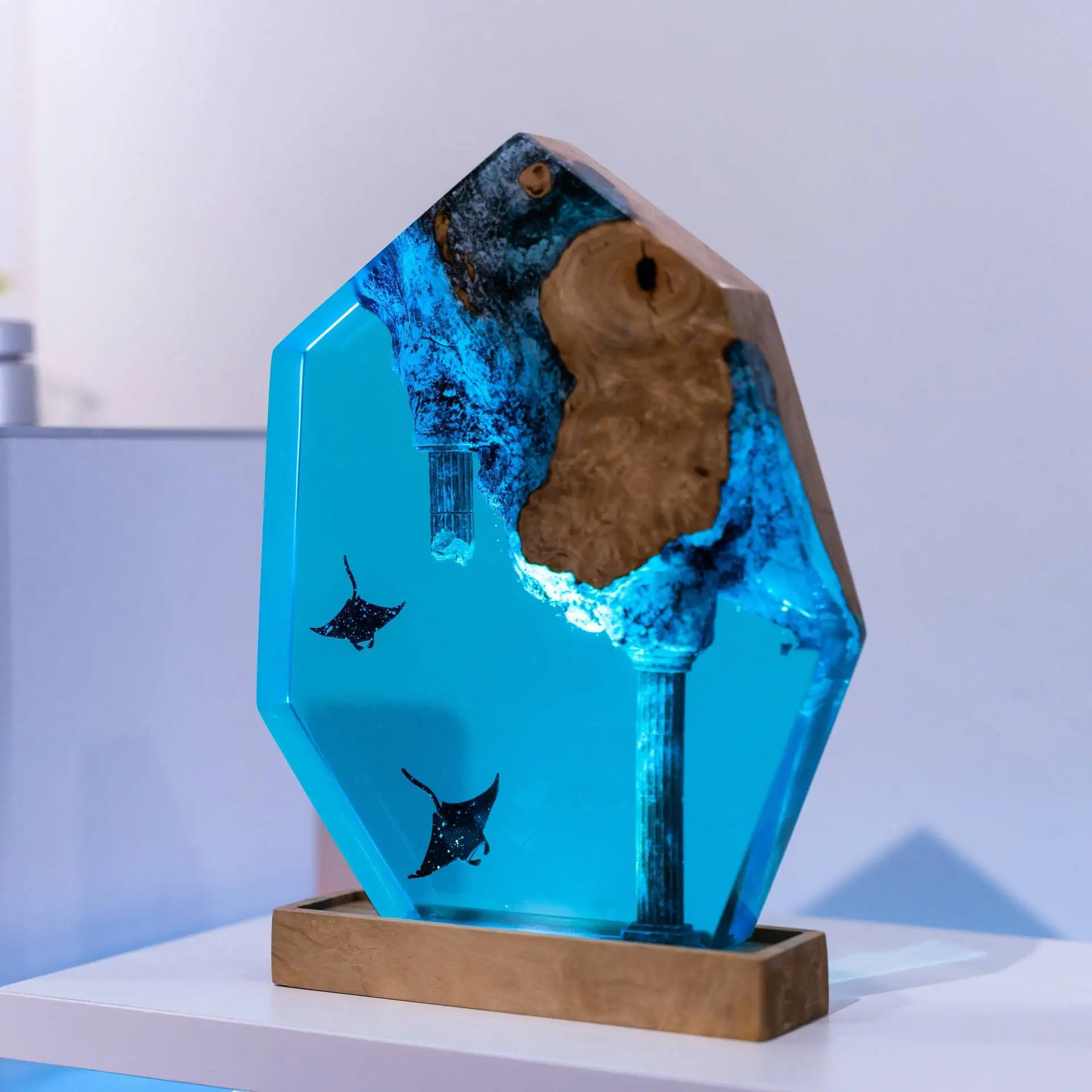 

Креативный MANTA RAYS, морская смола, ручная работа, твердая древесина, смола, подарок для мальчиков, украшение