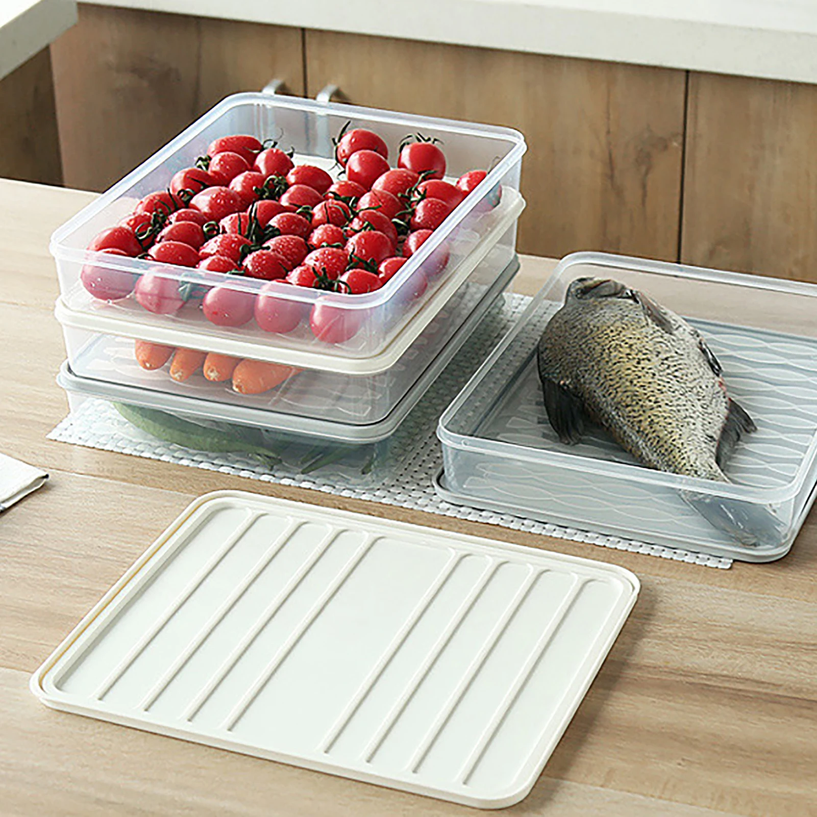 

Fridge Dumpling Box Plastic Sealed Rectangular with Lid Dumpling Holder Multifunctional Food Organizer for Home