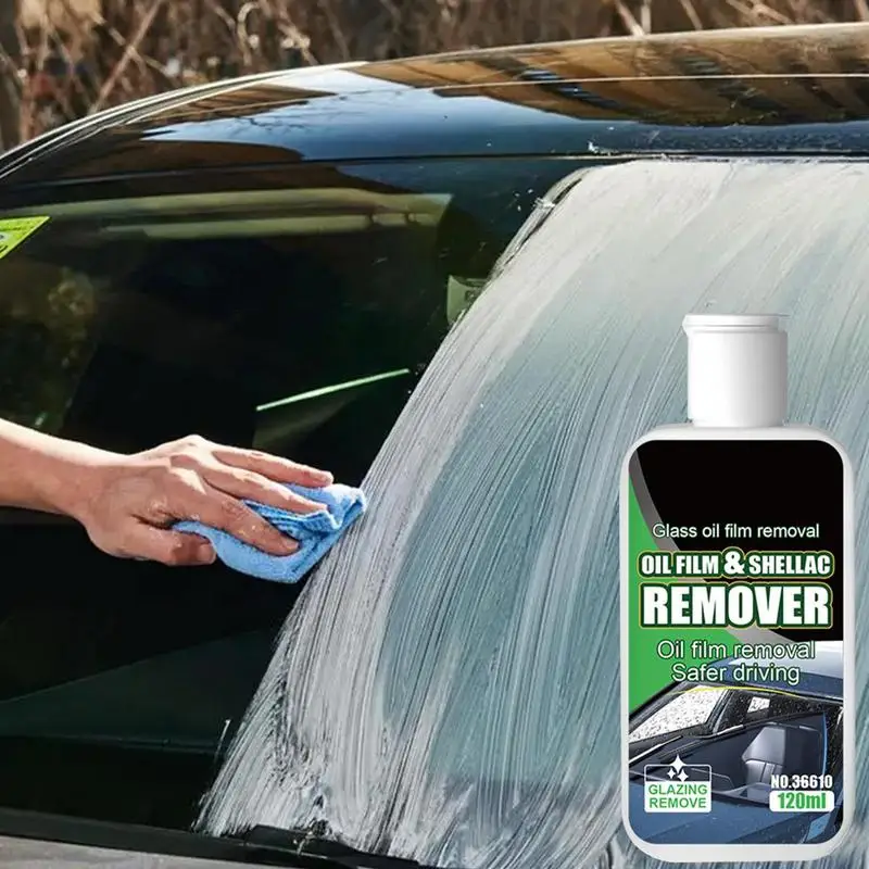 Glass Oil Film Remover 120ml Windshield Cleaning Tool Multipurpose Fast Acting Safe Automotive Glass Cleaner Eliminates Water