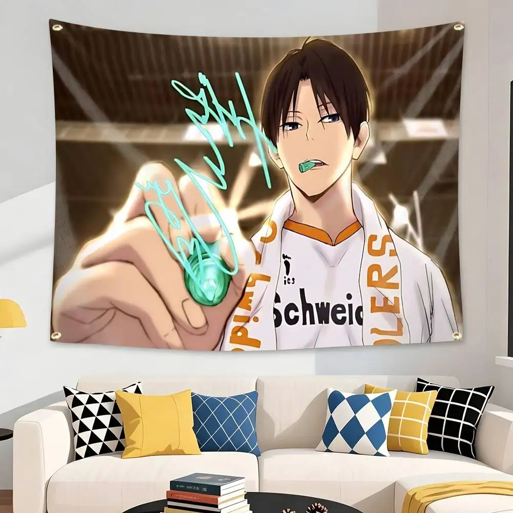 Karasuno High H-Haikyuu Volleyball Anime Flag Tapestry Banner for Bedroom Living Room Outdoor Camping Custom Supported
