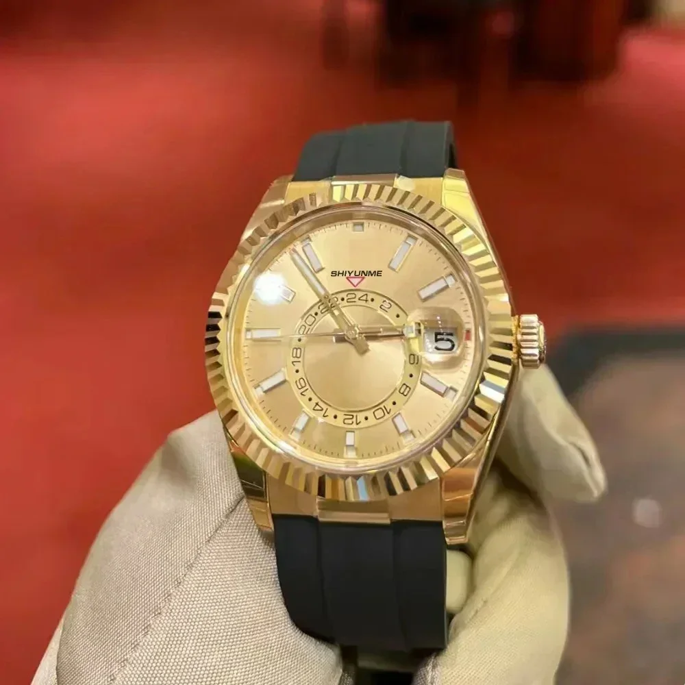 A333 Магазин 904, спортивные автоматические механические часы с календарем, унисекс, полностью функциональный внутренний календарь, вращающийся из нержавеющей стали