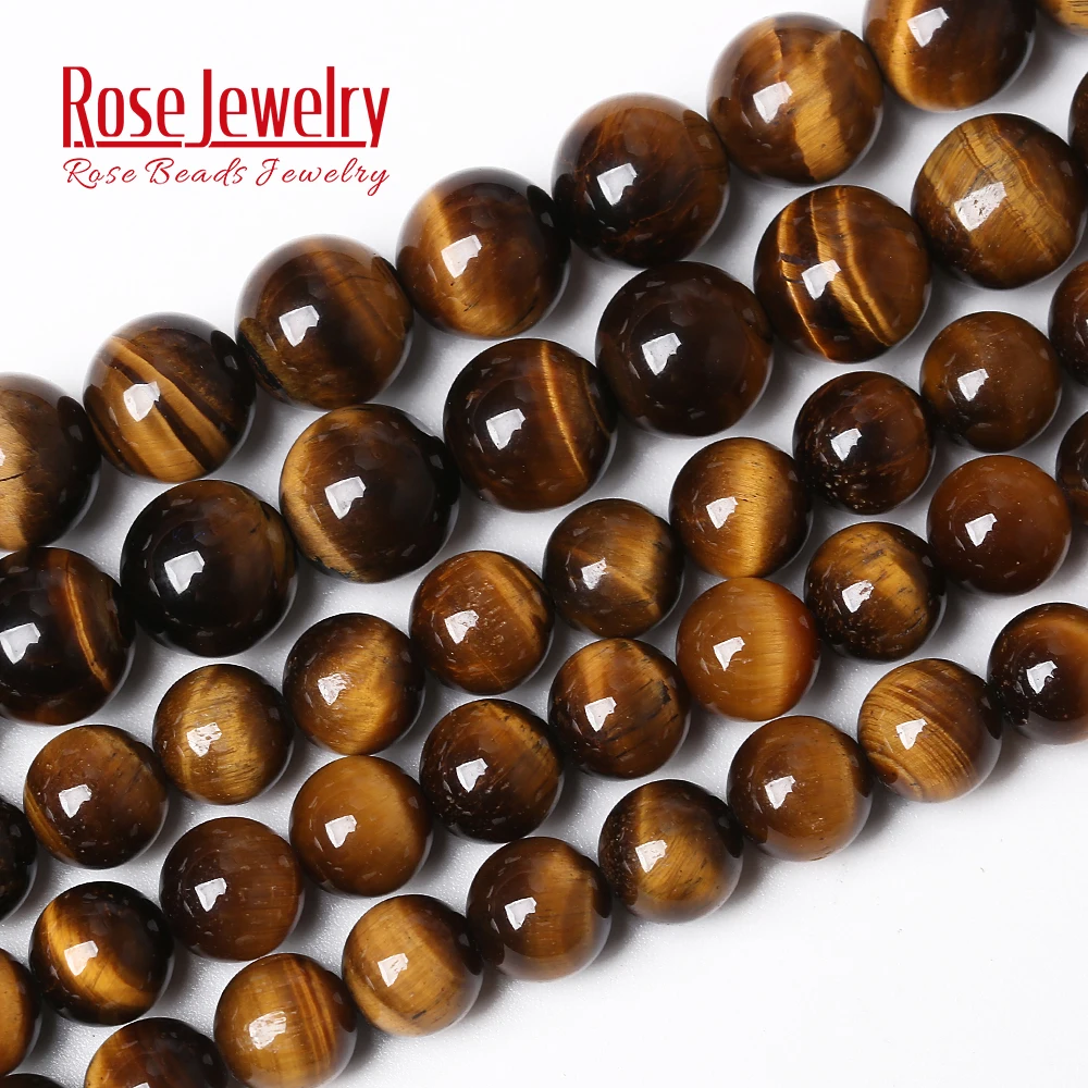 AAAAA Natural Stone Yellow Tiger Eye Round Beads 15\