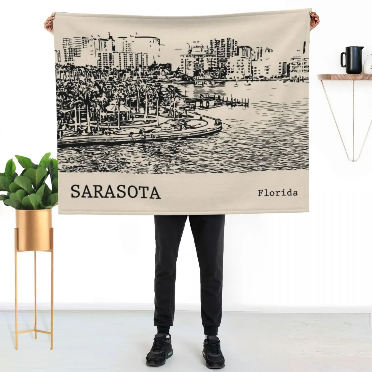 Sarasota Florida Throw Blanket sofa bed bed plaid Beautifuls Decorative Beds Furry Comforter Blankets