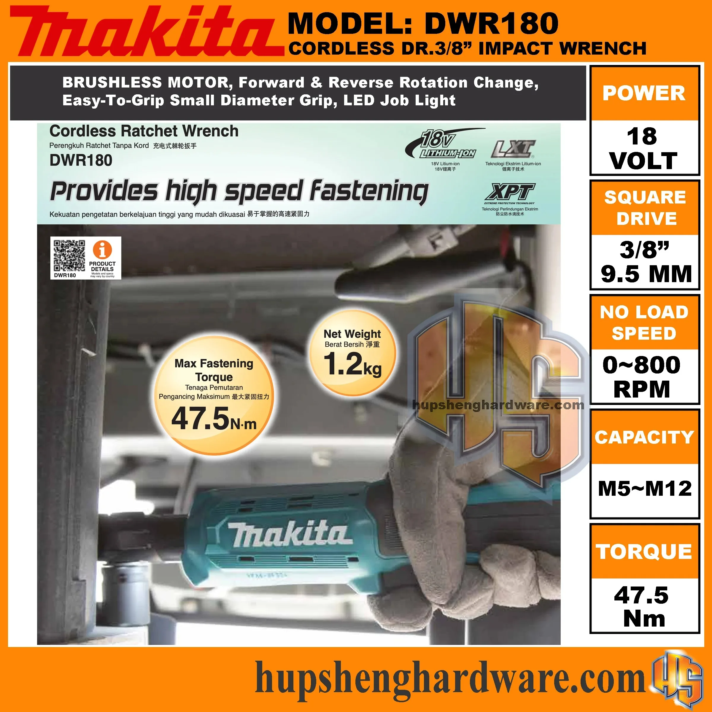 makita-dwr180z-18v-lxt-cordless-ratchet-wrench-portable-socket-tool-for-diy-home-projects-and-general-maintenance-work