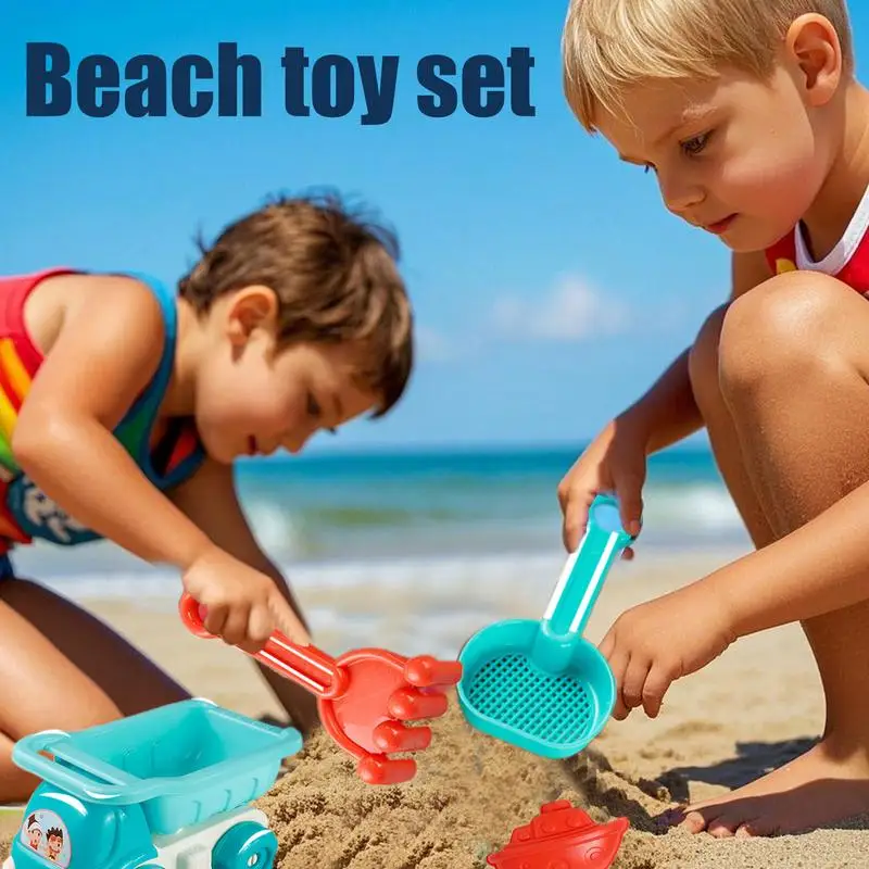 Kids Beach Toys 29 Pieces Sand Castle Building Kit Storage Bag Portable Bucket Rake Watering Can Sifters Shovels For Travel