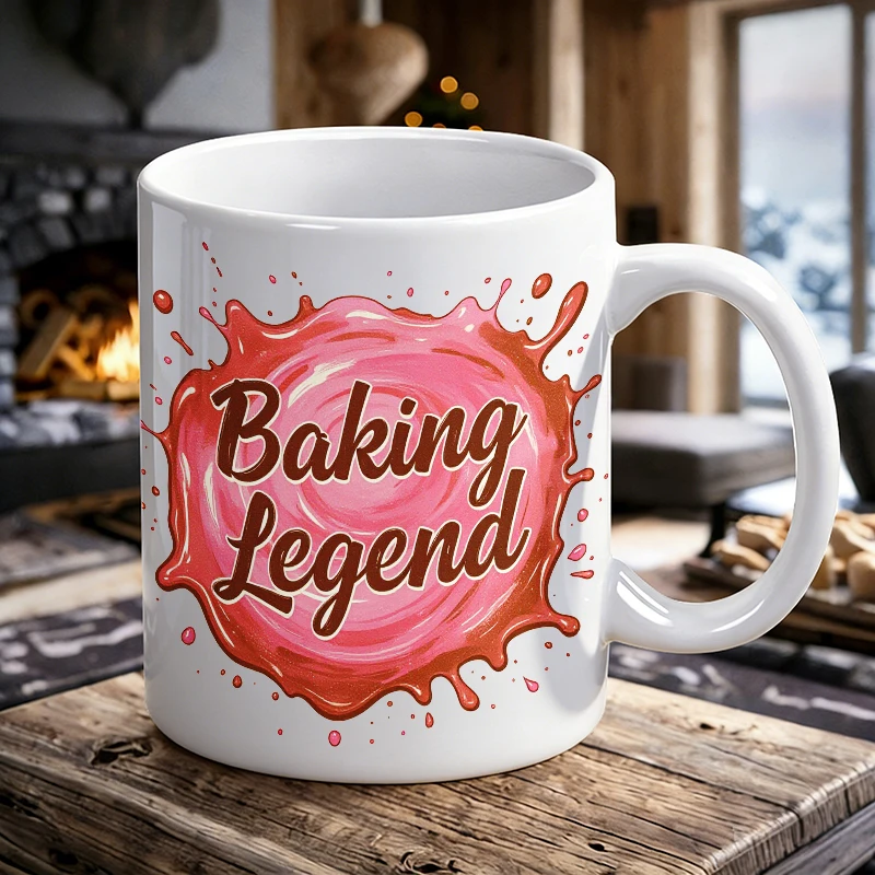 Cup & Mug Set, Baking Legend Splash Print Ceramic Mug, Coffee Cup, Milk Cup, Office Tea Cup, Drinking Cup, Gift for Friends