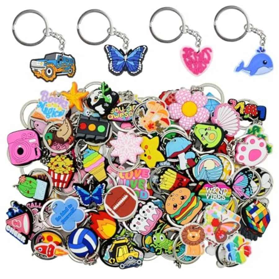 

pcs Random Different Keychains, Lot Mixed Cute Keyring for Classroom Prizes Students Incentives