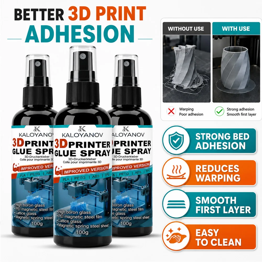 

100g 3D Printer Liquid Glue Bed Adhesion Coating for PLA PETG ABS TPU Filament PEI Glass Spring Steel Sheet Anti Warping Tool
